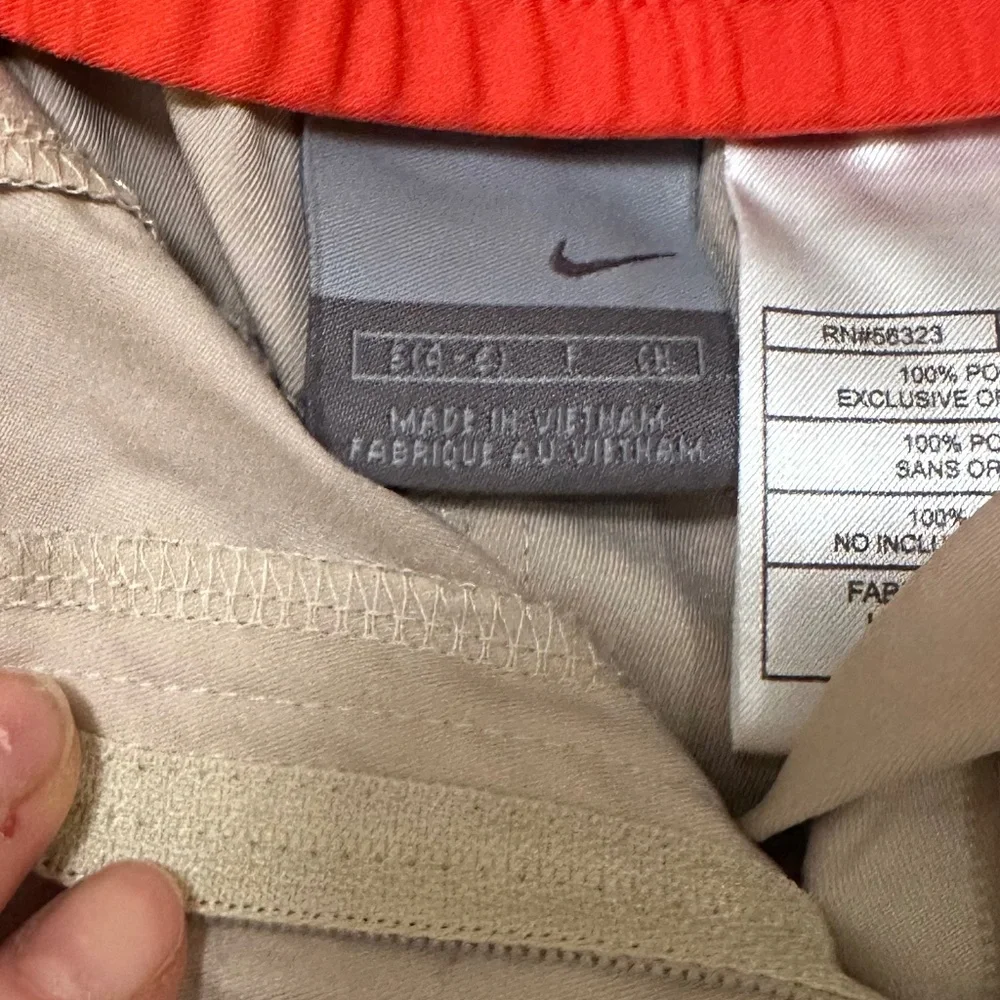 Nike Beige Cargo Capri Pants with Red & White Accents